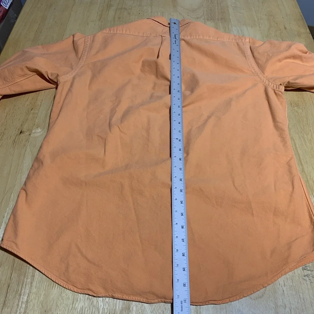 Ralph Lauren Shirt Mens‎ Large Orange Pony Green Cotton Button Down Long Sleeve
